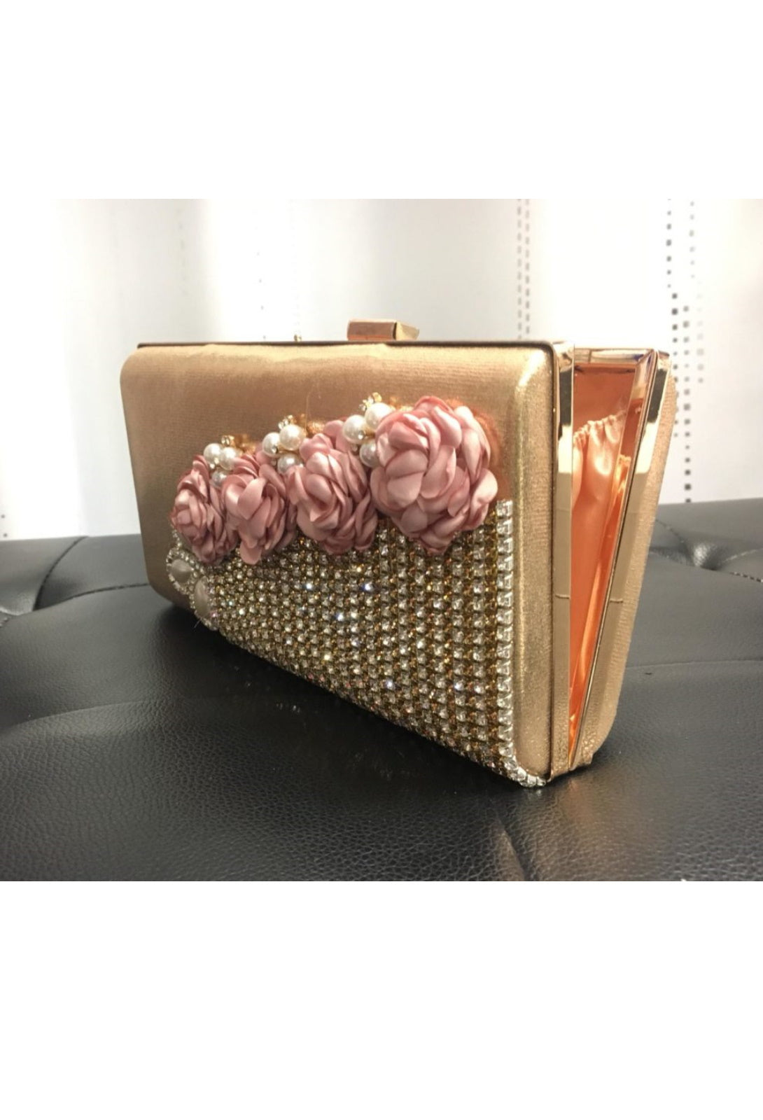 sac de soirée doré fleur perle strasse abaya hijab tunique jilbeb mode modeste fashion - Qalam Dress Boutique 
