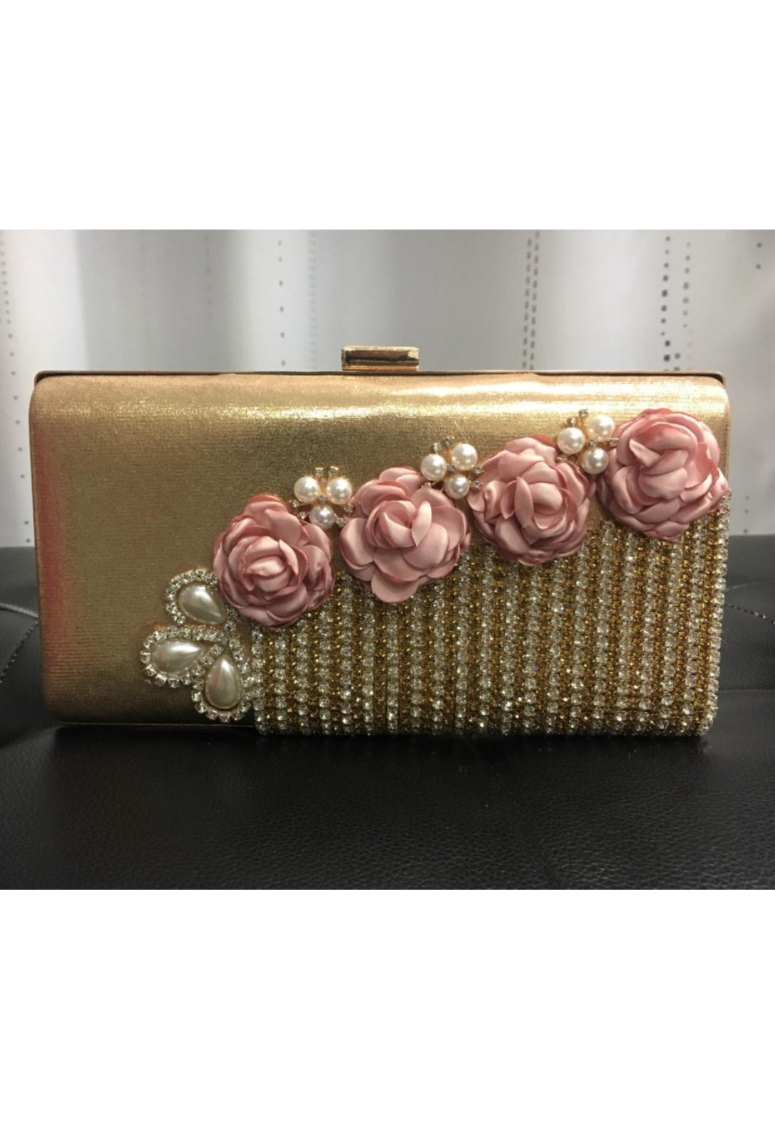 sac de soirée doré fleur perle strasse abaya hijab tunique jilbeb mode modeste fashion - Qalam Dress Boutique 