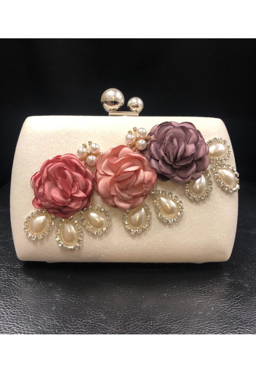 sac de soirée blanc brillant fleur perle abaya hijab tunique jilbeb mode modeste fashion - Qalam Dress Boutique 