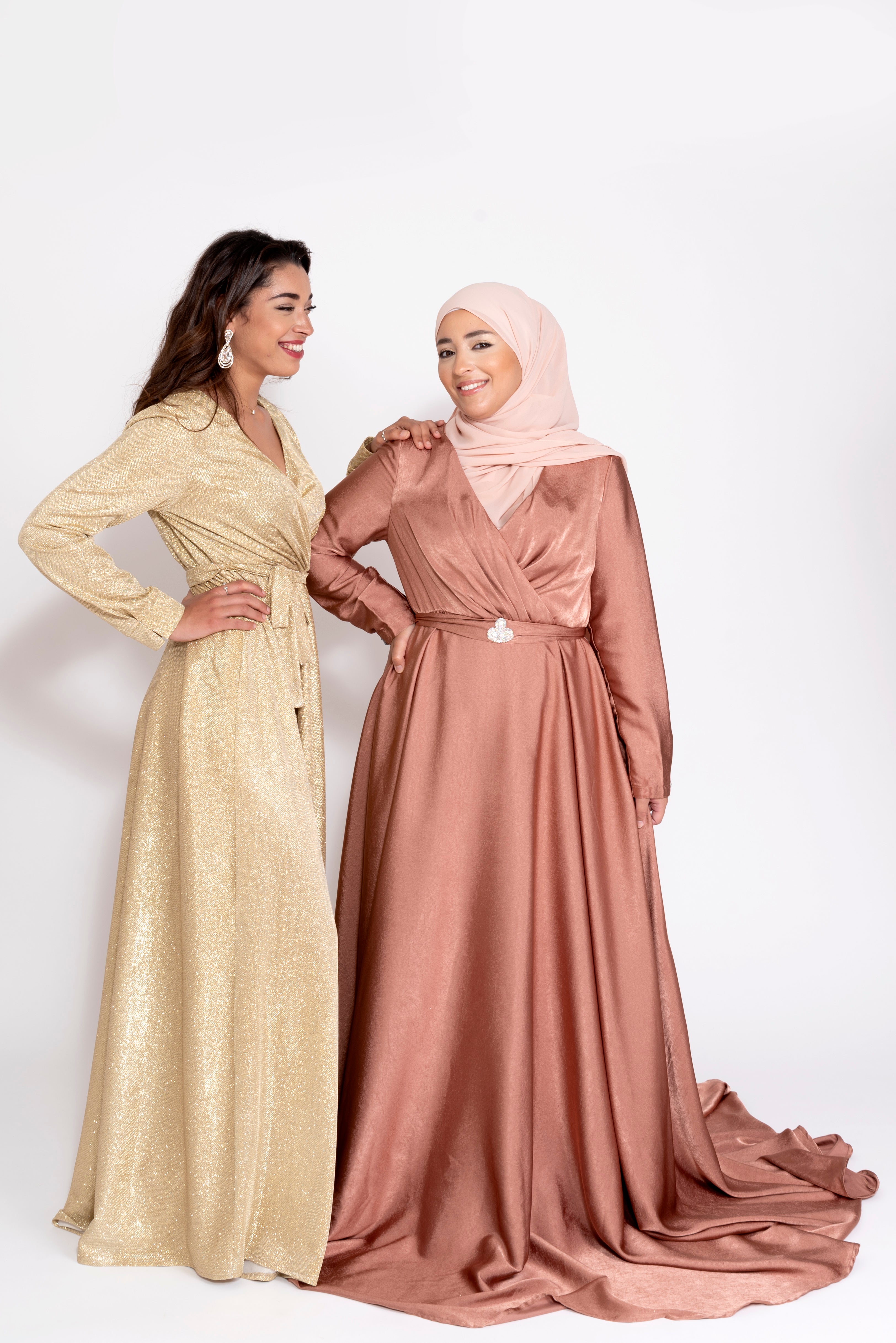 Robe du Soir Shiny Création Satin Rouille Nude