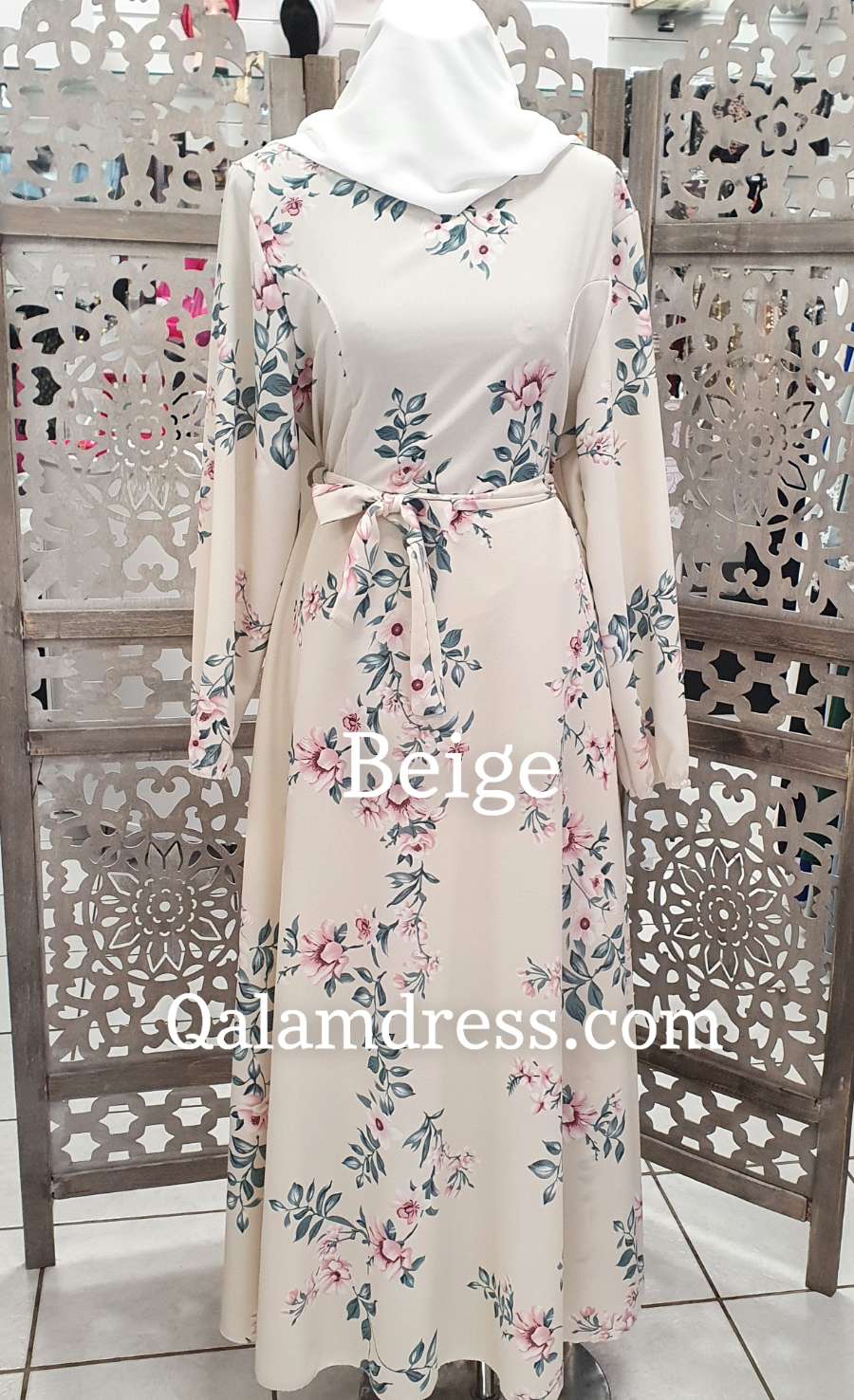 abaya hijeb hijab tunique jilbeb mode modeste fashion qalam dress boutique musulmane femme voilées hijab france robe abbaya fleur ceinture